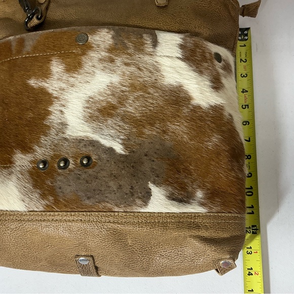Myra Hair On Cowhide Leather Purse Western Bag Tote Cowgirl Double Handle - Picture 10 of 13